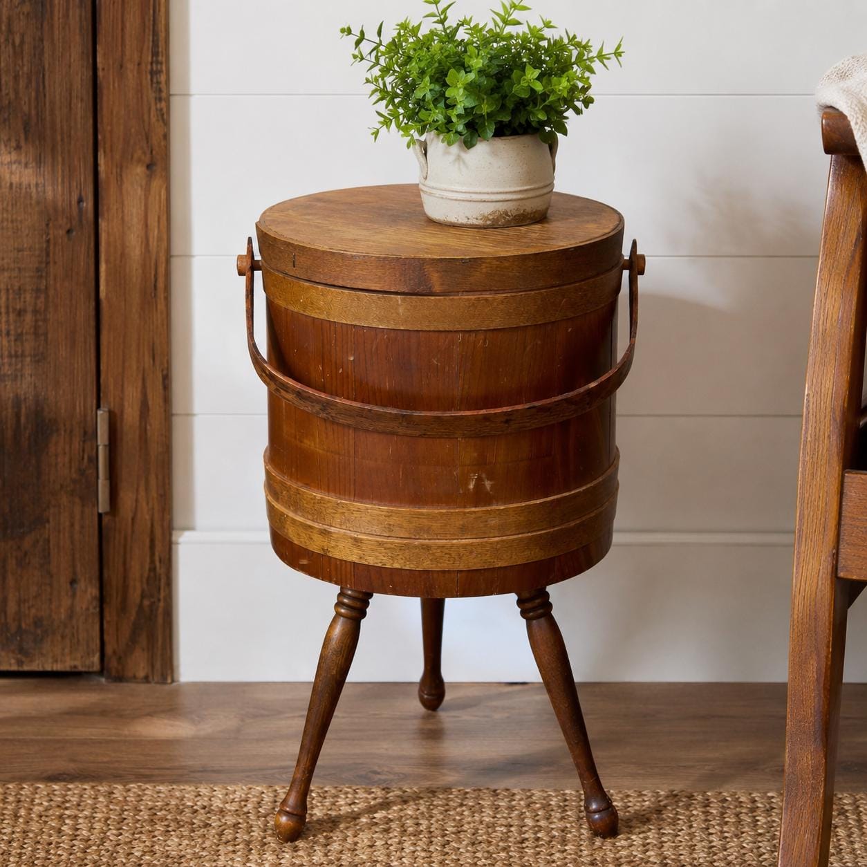 Antique Wood Box on Stand for Side Table - Etsy