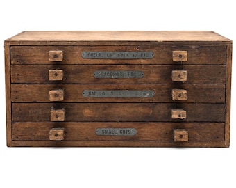 Antique Wooden Printer’s Type Cabinet | Rustic Handmade Letterpress Drawer Box | Industrial Typesetter Tray Cabinet | Primitive Studio Decor