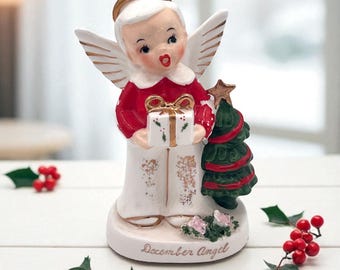 Vintage Napco December Boy Angel/RARE HTF/Christmas Angel/1956 December Birthday Boy Angel/Vintage Christmas Decor