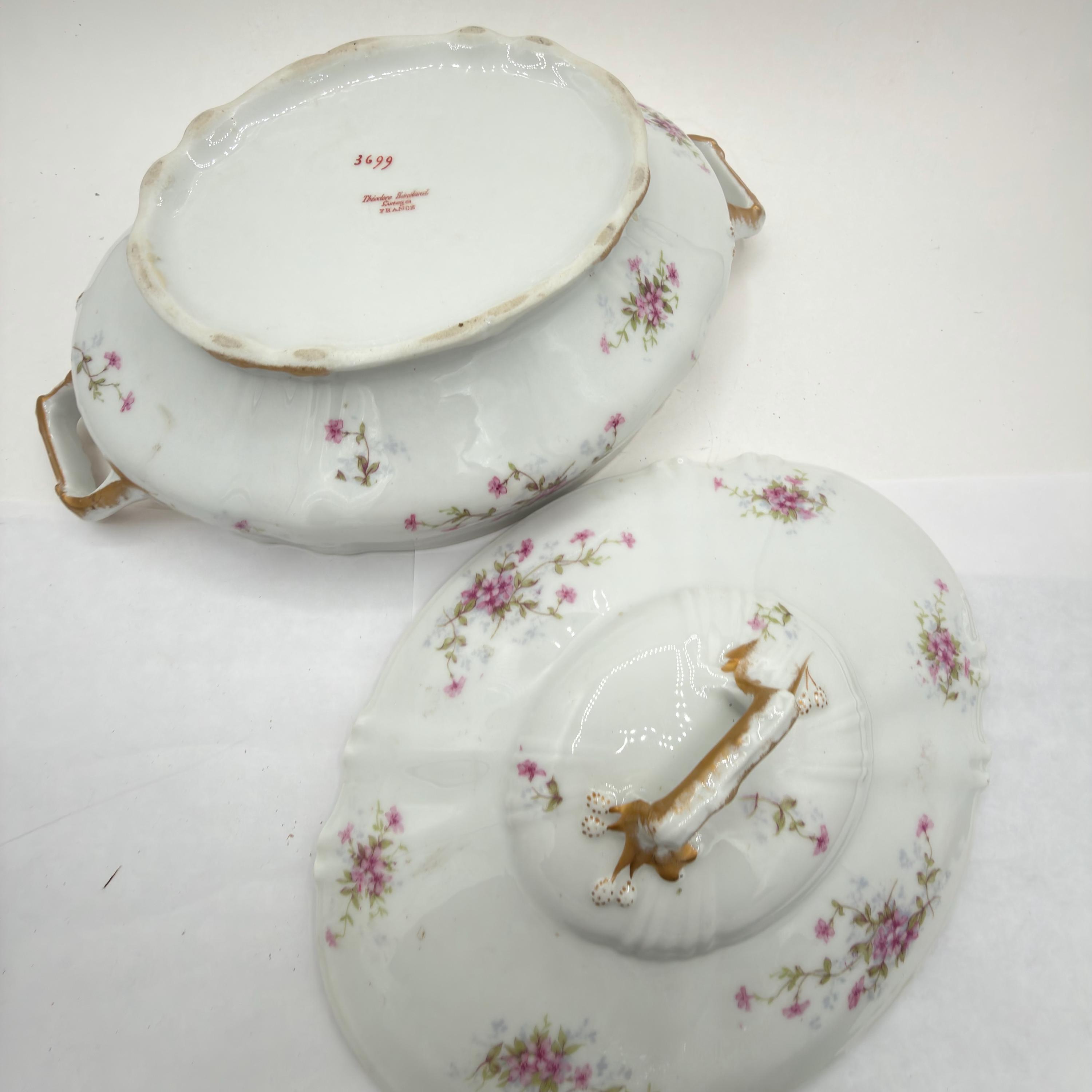 Antique Limoges Porcelain Tureen | Theodore Haviland France Floral