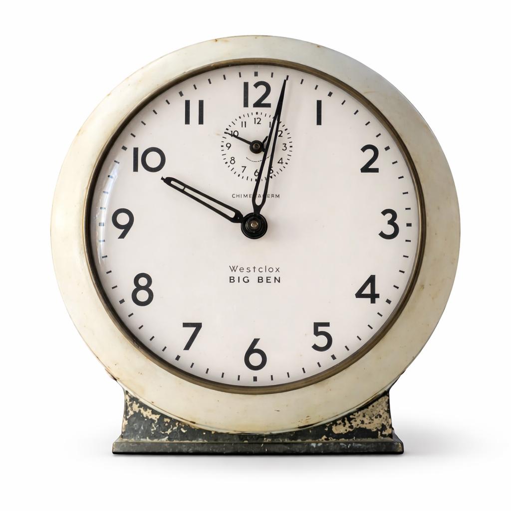 Westclox Big Ben Style 2 白　1927年~目覚まし時計 Vintage White Westclox Big Ben Alarm Clock | Classic Metal Chime