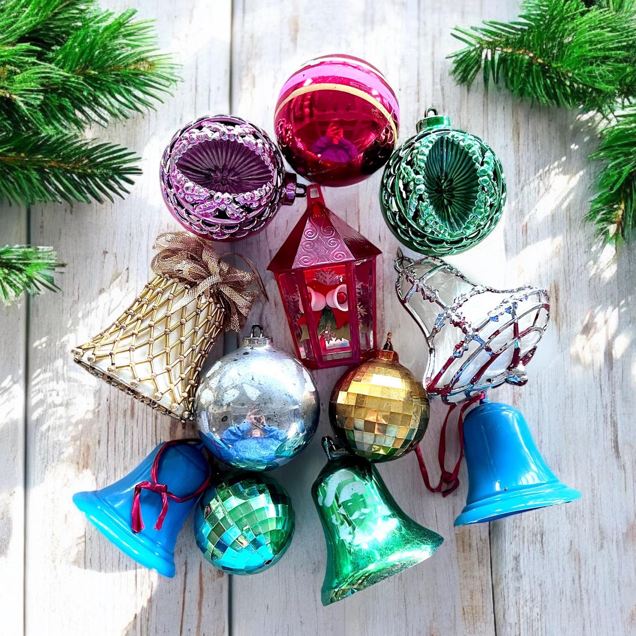 Vintage Plastic Christmas Ornaments/ MCM Mid Century Assorted