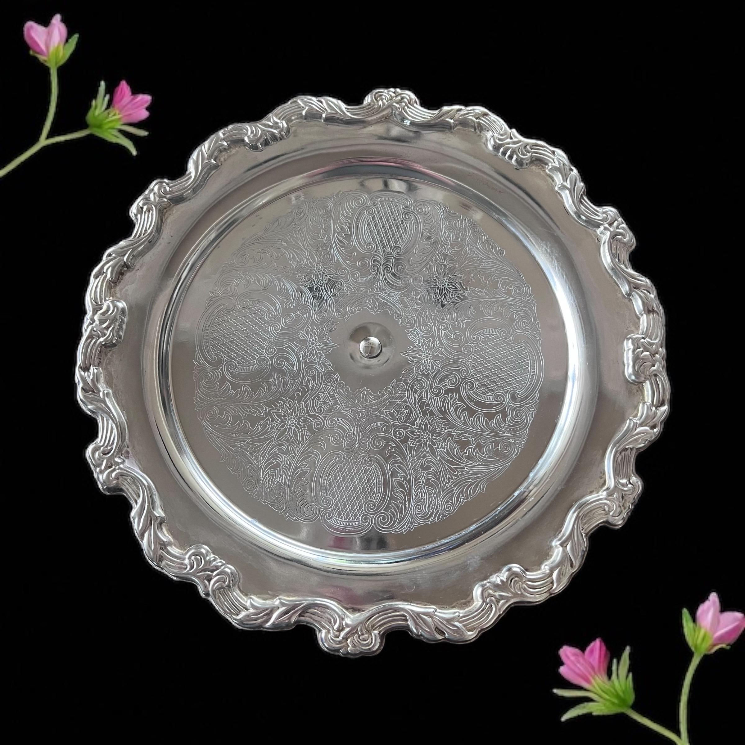 Vintage Silverplate Pedastal Dessert Cake Server Stand/Wedding Dessert Table/Tiered Tray /Cupcake Stand/Bridal Baby Shower/Silver Cake Plate