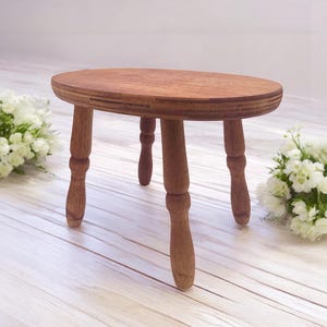 Vintage Oval Wood Stool Handmade - Milking Wood Stool-farmhouse cottage rustic decor-wood riser -neutral decor- plant stand