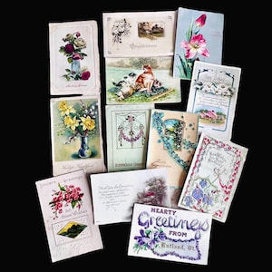 Lot of 12 Antique Postcards Junk Journal Journaling Scrapbooking Circa 1900s