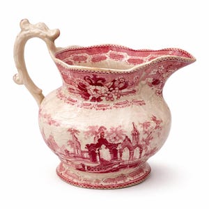 Antiker roter Krug aus Keramik, Abteiruinen, Mayer Longport England, 19