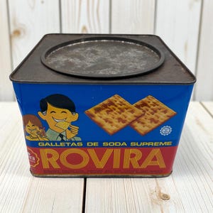 ROVIRA Biscuit Tin/Vintage Kitchen Advertising/Antique General Store Tins/Vintage Food Tins/Biscuit Tins/Puerto Rico Food Advertising