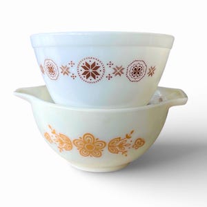 vintage bols en pyrex/papillon doré ville et campagne brun/bols Cendrillon/bols empilables en pyrex/décor automne/bols tons terre riches