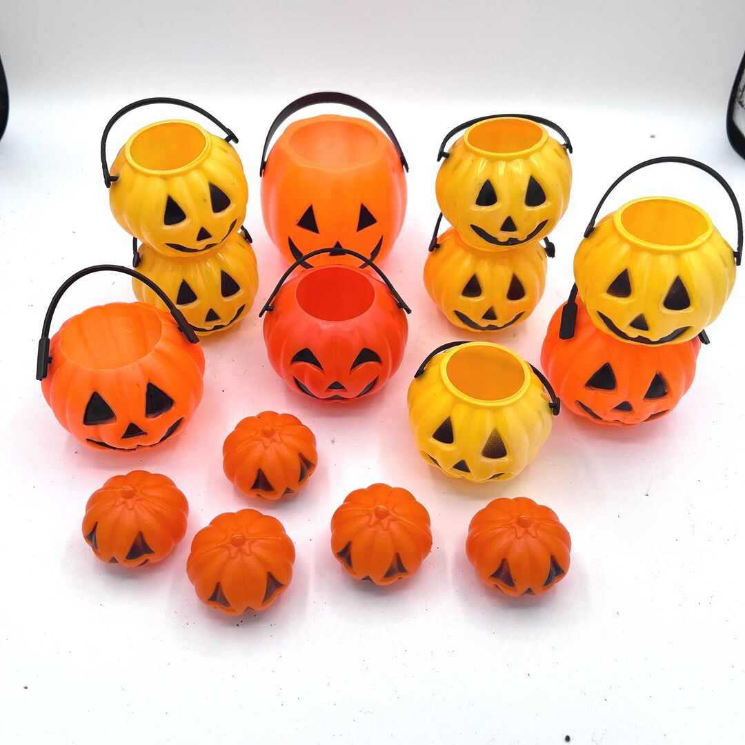 ハロウィン プラスチック製ジャック・オー・ランタンバケツ ヴィンテージ ミニプラスチック ジャック・オー・ランタン バケツ