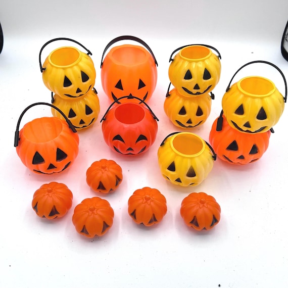 ハロウィン プラスチック製ジャック・オー・ランタンバケツ ヴィンテージ ミニプラスチック ジャック・オー・ランタン バケツ