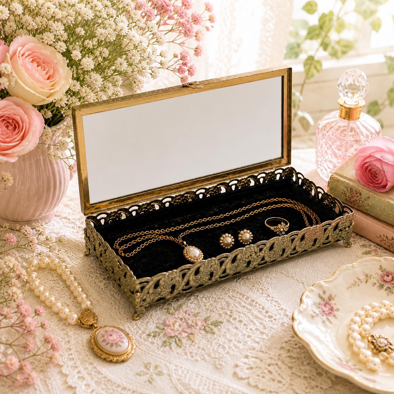 Antique floral jewelry box - Etsy 日本