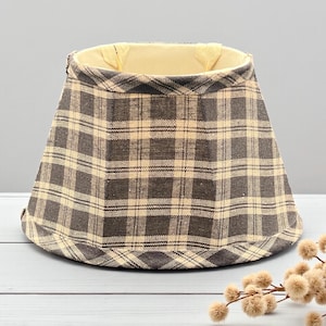 Vintage Country Oval Black Plaid  Lampshade/Small Replacement Lamp Shade/Colonial Screw On Lampshade/Rustic Primitive Decor