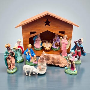 Vintage Nativity Set/Italian Mary Joseph Baby Jesus/Fontanini Nativity Figurines/Childrens Nativity/Religous Holiday Decorations