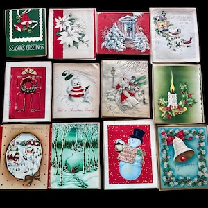 Vintage Weihnachtskarten - Lot von 12 Gebraucht - Junk Journal - Journaling - Scrapbooking - circa 1940s/1950s