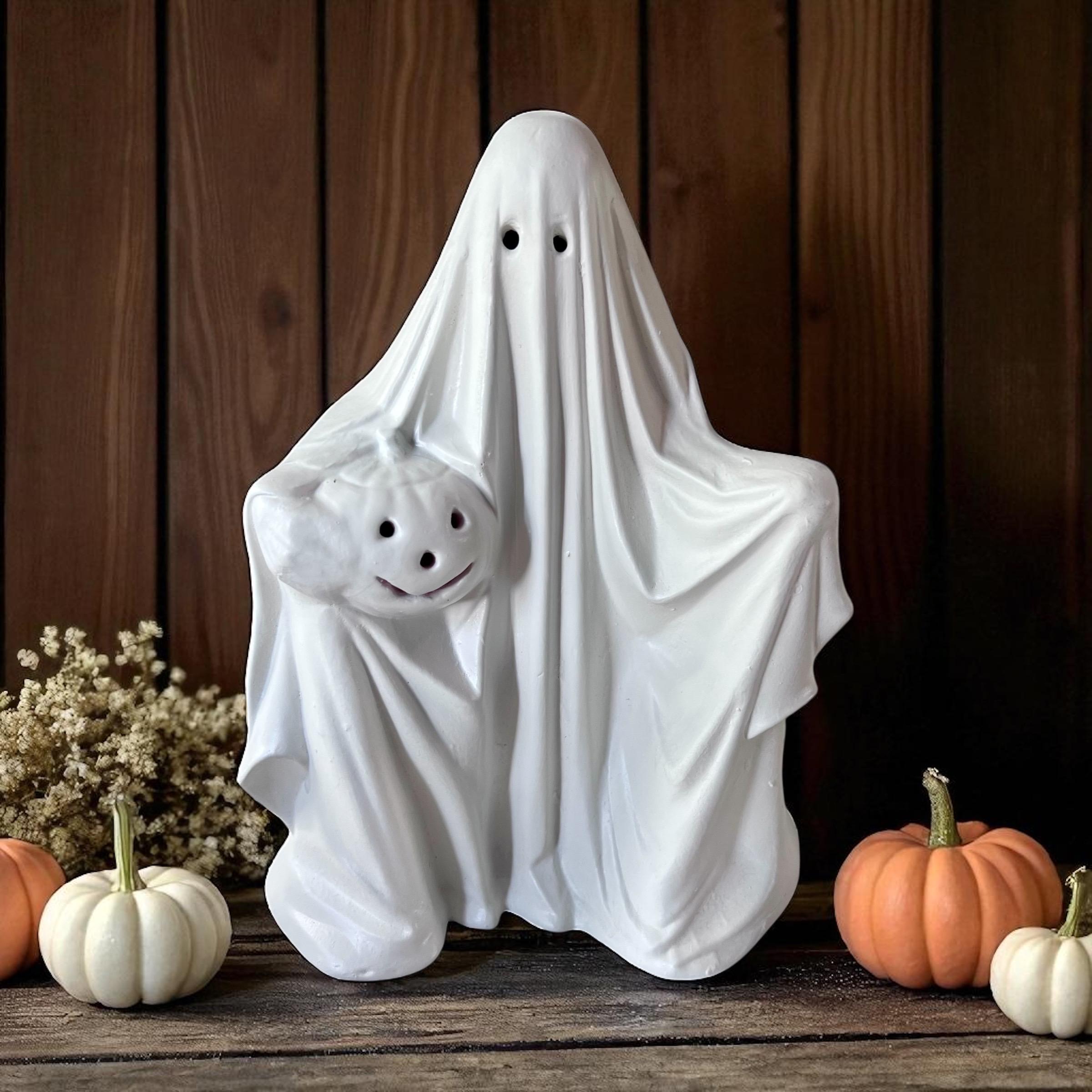 Ceramic Ghost Jack O Lantern/byron Molds Handpainted Ghost Pumpkin