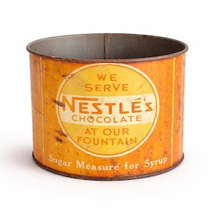 Vintage Nestlé’s Chocolate Soda Fountain Sugar Measure Tin | Advertising Syrup Measure | c. 1930s–1940s