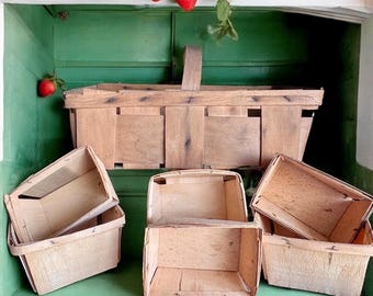 Primtive  Split Wood Farm Fruit Basket/Vintage Berry Basket/Strawberry Boxes/Farm Stand Vegetable Fruit Produce Basket/Vintage Porch Decor