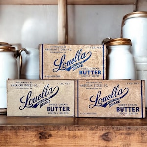 Vintage Butter Box  LOUELLA Creamery Cardboard Butter Box- Philadelphia PA Advertising Box General Store