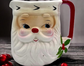 Vintage Santa Pitcher/Kitschy Christma/Japan Vintage Santa Mug/MCM Retro Christmas/Josef Originals Santa