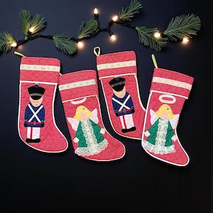 Calza di Natale vintage fatta a mano: soldatino o angelo/calza di Natale per bambini/calza delle feste per bambini