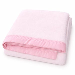 Vintage Pink Satin Trim Blanket Twin Full | NOS Sealed Made in USA Blanket | Retro Acrylic Bedding | 1980s 1990s Throw Blanket