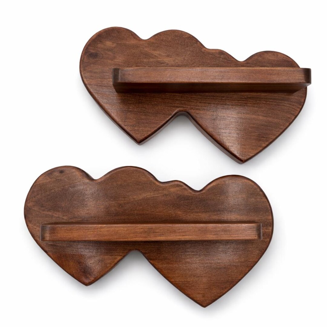Vintage Wooden Heart Wall Shelves Set of 2 | Cottagecore Wall