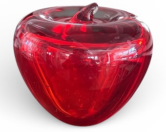 Vintage Glaspappersvikter Vackra Blenko Röda Glasäpple Tunga Pappersvikter - Lärargåvor