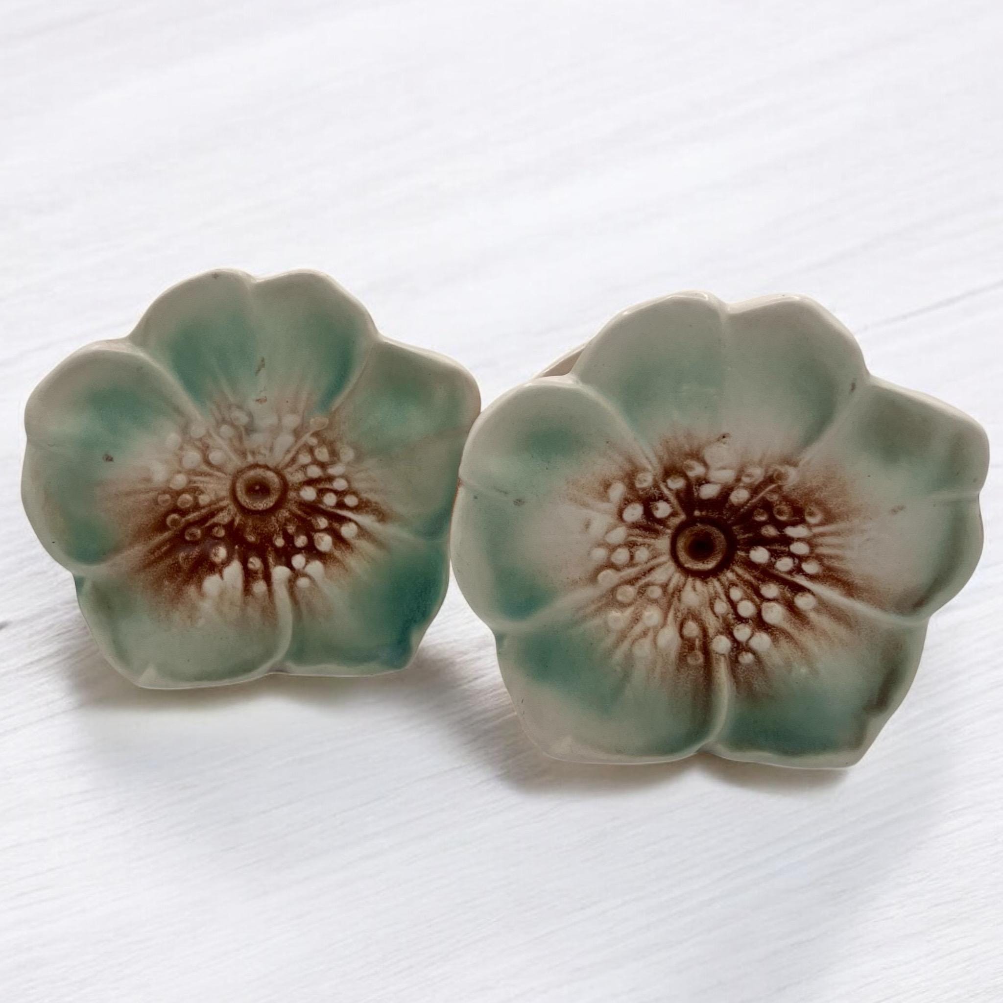 Vintage Mccoy Flower Blossom Wall Pocket Vases/set of 2/dogwood