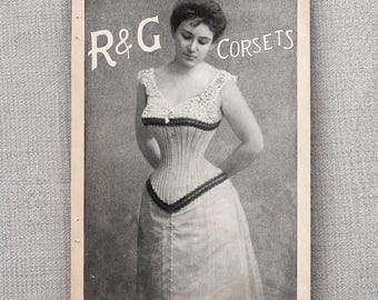 Authentic 1890s Corset Advertisement | Victorian Fashion Wall Art | R & G Corsets Antique Print | Feminine Gothic Decor