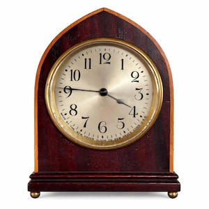 Vintage New Haven Mantel Clock | Arched Wood Case | Decorative Mantel Clock | Heirloom Shelf Decor | Chateau Core Accent