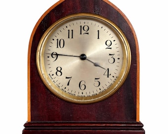 Vintage New Haven Mantel Clock | Arched Wood Case | Decorative Mantel Clock | Heirloom Shelf Decor | Chateau Core Accent