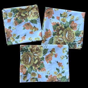Vintage Retro Floral Curtain Valances/53” x 20”/Set of 3/1960s Orange Gold Green Curtains/1960s Kitchen Cafe Curtains/MCM Curtains/Groovy