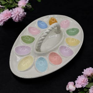 Assiette oeuf du diable de Pâques/moule Atlantique Plateau oeuf du diable en céramique/décorations de Pâques vintage/Décor de table de Pâques/Table de buffet