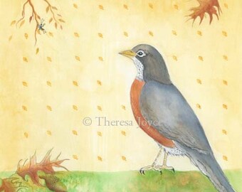 Robin with Acorns and Bug Card - Set of 3