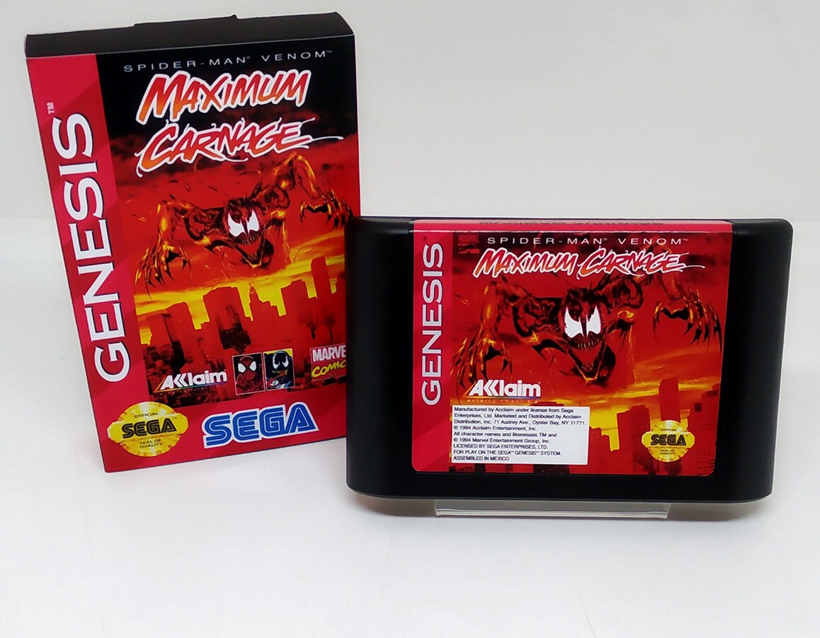 Spider-man venom maximum carnage sega Genesis red cartridge