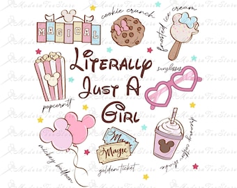 Literally Just a Girl SVG, Magical Pastel Park Snacks PNG, Magical Castle Svg, Mouse Castle Png, Family Vacation, Magical Kingdom Svg