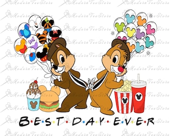 Chip and Dale Special Design, Best Day Ever Png, Mickey Ballon and Snacks Png, Chip And Dale High Quality Png File, Chip n Dale
