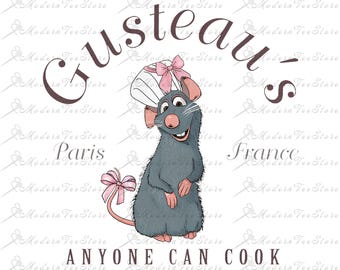 Gusteau's Anyone Can Cook Png, Ratatouille Png, Little Chef Png, Remy Mouse Chef Png, Magical Kingdom, Family Trip Png. Lil Chef Png