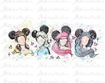 Aquarel prinsessen png, retro kleurrijk kasteel png, prinses png, familievakantie, Magic Kingdom png, sublimatieontwerp png