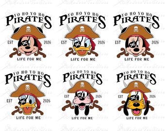 Bundle Pirates 2026 Svg Png, Family Vacation Svg, Couple Trip Svg, Magical Kingdom Svg, Mouse and Friend Pirates, Vacay Mode 2026 Svg