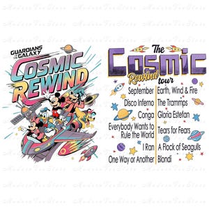 Guardians Of The Galaxy Cosmic Rewind PNG Bundle, Retro 80s Disney Ride PNG, Mickey and Friends EPCOT Vacation