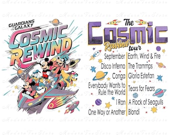 Guardians Of The Galaxy Cosmic Rewind PNG Bundle, Retro 80s Disney Ride PNG, Mickey and Friends EPCOT Vacation