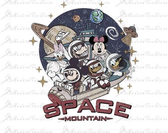 Mouse And Friends Space Png, Space Mountain Png, Retro Mouse Png, Astronaut Mickey Png, Mickey Shirt Png, Family Trip Png