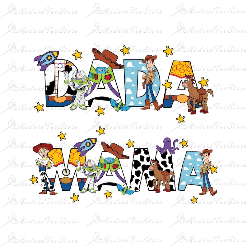 Bundle Toy Story Dada And Mama Png, Dad Mom Png, Dada Png, Mama Png, Birthday Boy Family, Vacay Mode Png, Magical Kingdom Png, Family Trip
