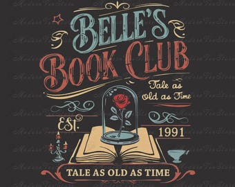 Belle's Book Club Png, Tale As Old As Time Belle’s Book Cafe Png, Belle Princess Book, Beauty And The Books Png, Digital Download