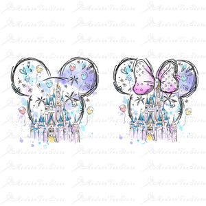 Bundle Mouse Ear Castle Png, Watercolor Castle Png, Retro Colorful Castle Png, Sublimation Design Png, Magic Kingdom Png, Instant Download