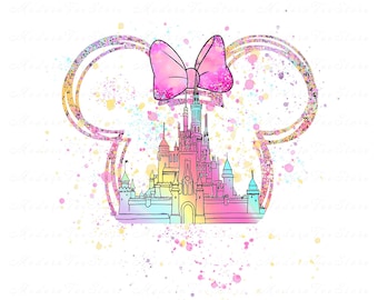 Minnie Mouse Castle Png, Watercolor Castle Clipart Png, Magical Kingdom Png, Retro Colorful Castle, Sublimation Design Png, Instant Download