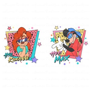His And Her Png, Retro 90s His Roxanne And Her Max Svg Png, A Goofy Movie, Couple Matching Png, Disneyland Valentines, Valentine Couple Png