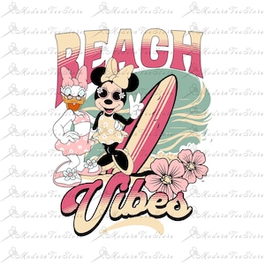 Minnie e Daisy Summer SVG, Beach Vibes Png, Mouse Besties Png, Girls Trip Png, Summer Vibes, Vacanza al mare, Viaggio a Disneyland, Maglietta per le vacanze