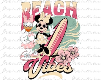 Minnie y Daisy Verano SVG, Beach Vibes Png, Mouse Besties Png, Girls Trip Png, Summer Vibes, Vacaciones en la playa, Viaje a Disneyland, Camiseta de vacaciones
